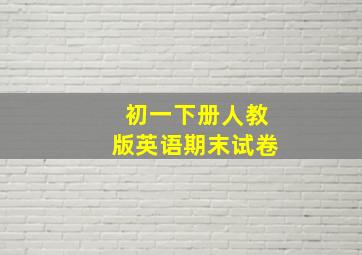 初一下册人教版英语期末试卷