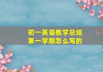 初一英语教学总结第一学期怎么写的