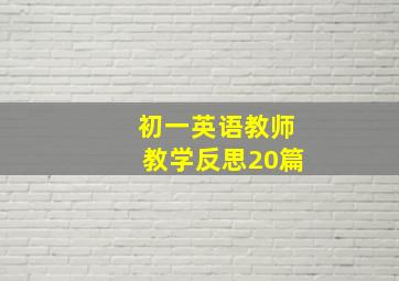 初一英语教师教学反思20篇