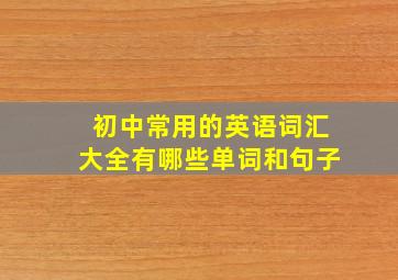 初中常用的英语词汇大全有哪些单词和句子