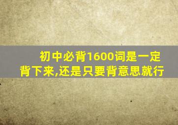 初中必背1600词是一定背下来,还是只要背意思就行