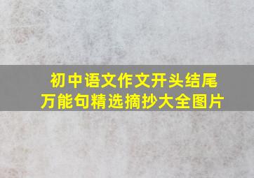 初中语文作文开头结尾万能句精选摘抄大全图片