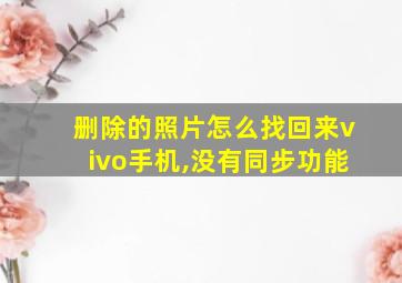 删除的照片怎么找回来vivo手机,没有同步功能