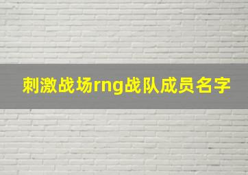 刺激战场rng战队成员名字