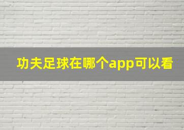 功夫足球在哪个app可以看