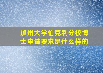 加州大学伯克利分校博士申请要求是什么样的