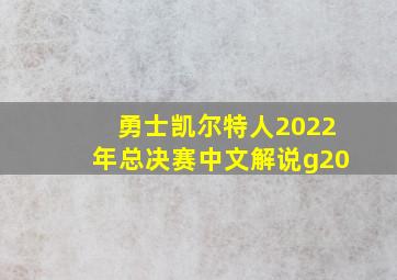 勇士凯尔特人2022年总决赛中文解说g20