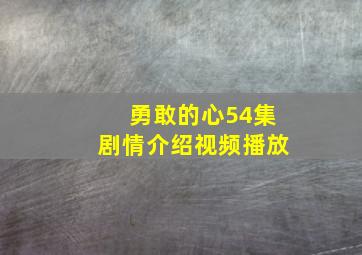 勇敢的心54集剧情介绍视频播放