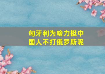 匈牙利为啥力挺中国人不打俄罗斯呢