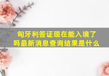 匈牙利签证现在能入境了吗最新消息查询结果是什么