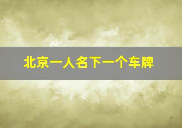 北京一人名下一个车牌