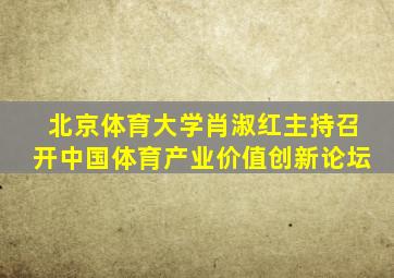 北京体育大学肖淑红主持召开中国体育产业价值创新论坛