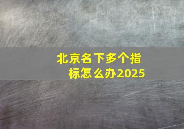 北京名下多个指标怎么办2025