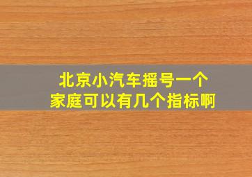 北京小汽车摇号一个家庭可以有几个指标啊