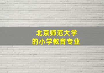 北京师范大学的小学教育专业