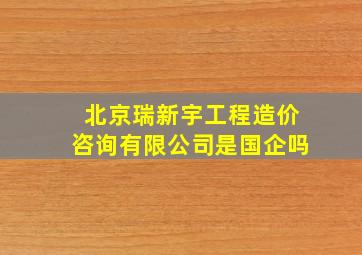 北京瑞新宇工程造价咨询有限公司是国企吗