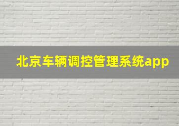 北京车辆调控管理系统app