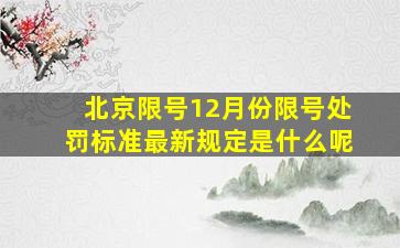 北京限号12月份限号处罚标准最新规定是什么呢