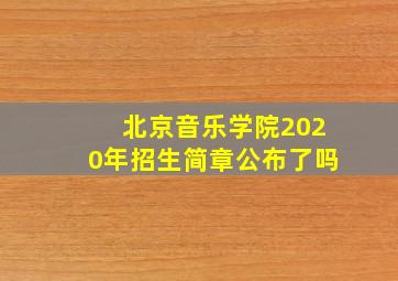 北京音乐学院2020年招生简章公布了吗