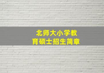 北师大小学教育硕士招生简章