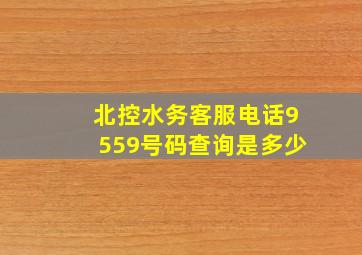 北控水务客服电话9559号码查询是多少