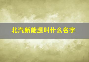 北汽新能源叫什么名字