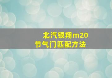 北汽银翔m20节气门匹配方法