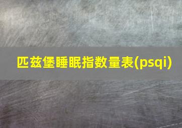 匹兹堡睡眠指数量表(psqi)