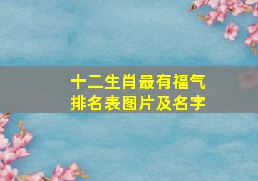 十二生肖最有福气排名表图片及名字