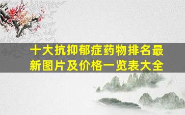 十大抗抑郁症药物排名最新图片及价格一览表大全