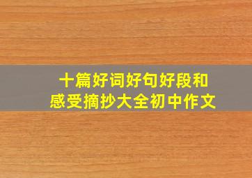 十篇好词好句好段和感受摘抄大全初中作文