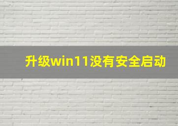 升级win11没有安全启动