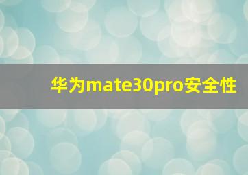 华为mate30pro安全性