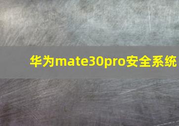 华为mate30pro安全系统