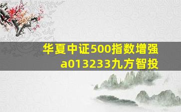 华夏中证500指数增强a013233九方智投