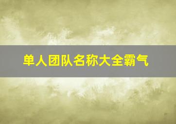 单人团队名称大全霸气