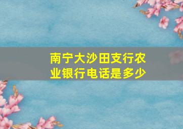 南宁大沙田支行农业银行电话是多少