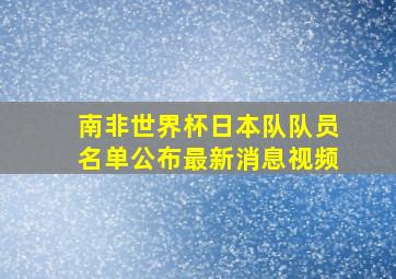 南非世界杯日本队队员名单公布最新消息视频