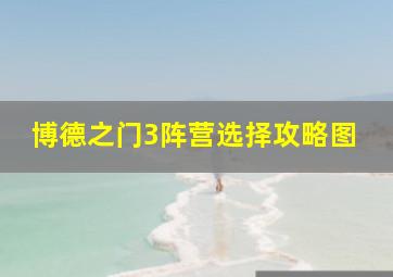 博德之门3阵营选择攻略图