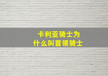 卡利亚骑士为什么叫首领骑士