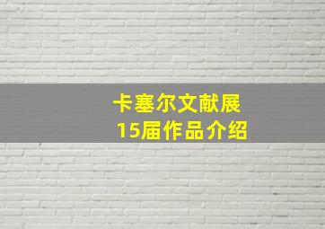 卡塞尔文献展15届作品介绍