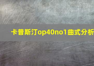 卡普斯汀op40no1曲式分析