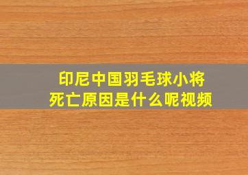 印尼中国羽毛球小将死亡原因是什么呢视频