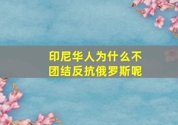 印尼华人为什么不团结反抗俄罗斯呢