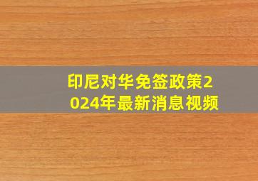 印尼对华免签政策2024年最新消息视频