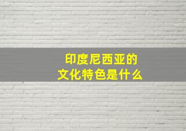 印度尼西亚的文化特色是什么