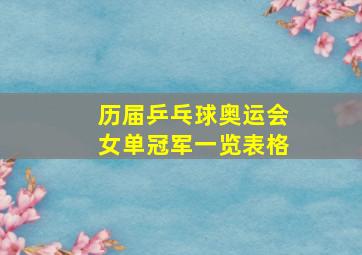 历届乒乓球奥运会女单冠军一览表格