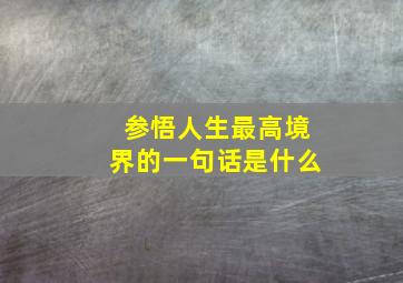 参悟人生最高境界的一句话是什么