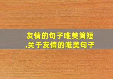 友情的句子唯美简短,关于友情的唯美句子