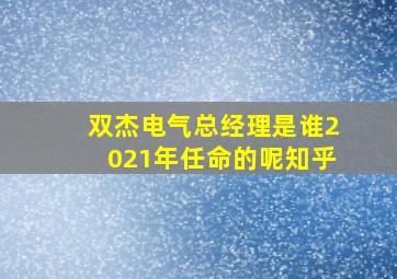 双杰电气总经理是谁2021年任命的呢知乎